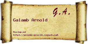 Galamb Arnold névjegykártya